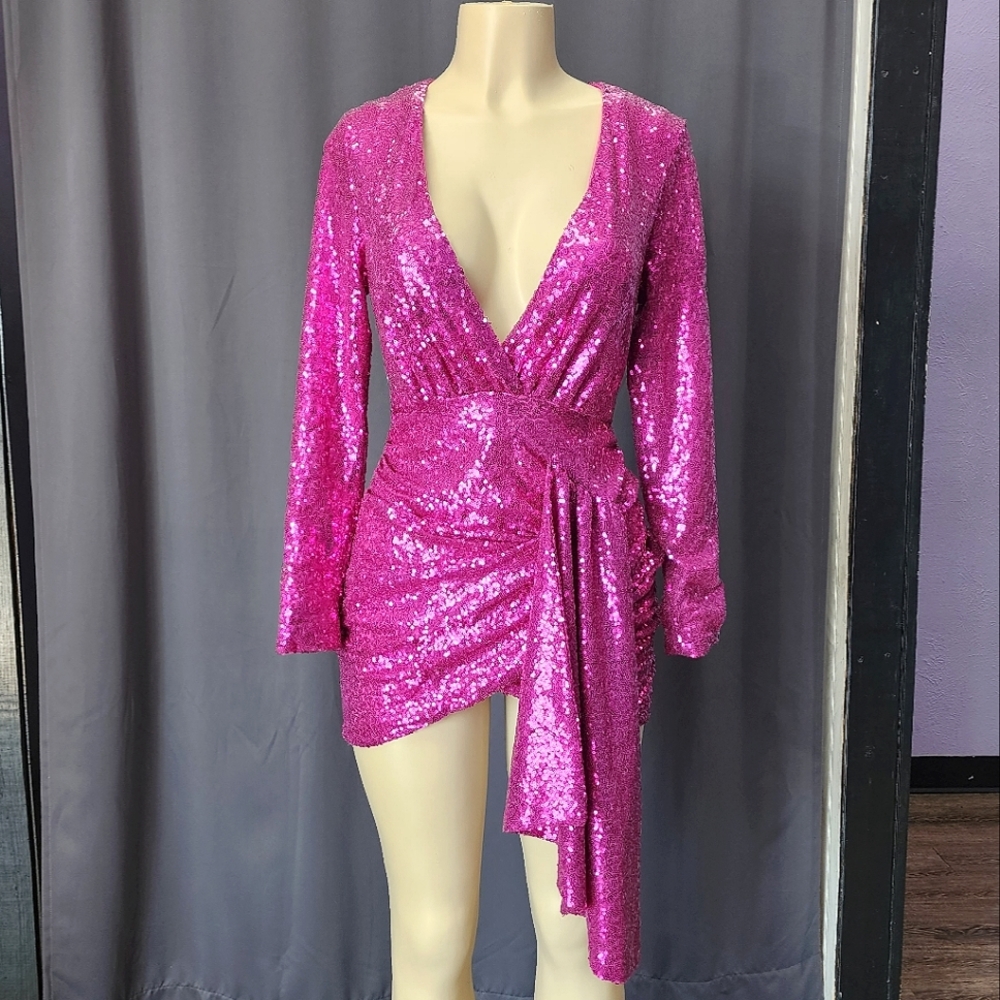 Fuchsia Sequin Gown